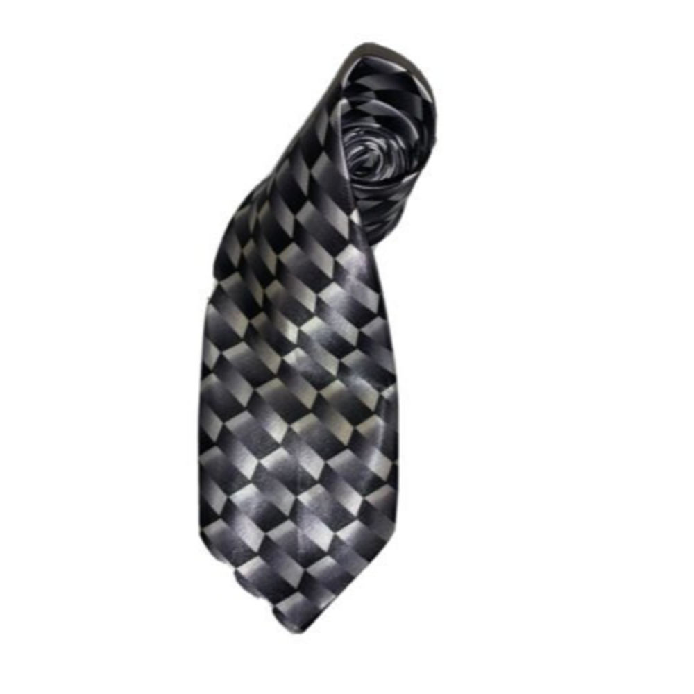 Vintage Mens Element New York Black & White Geometric Striped Designer Dress Tie